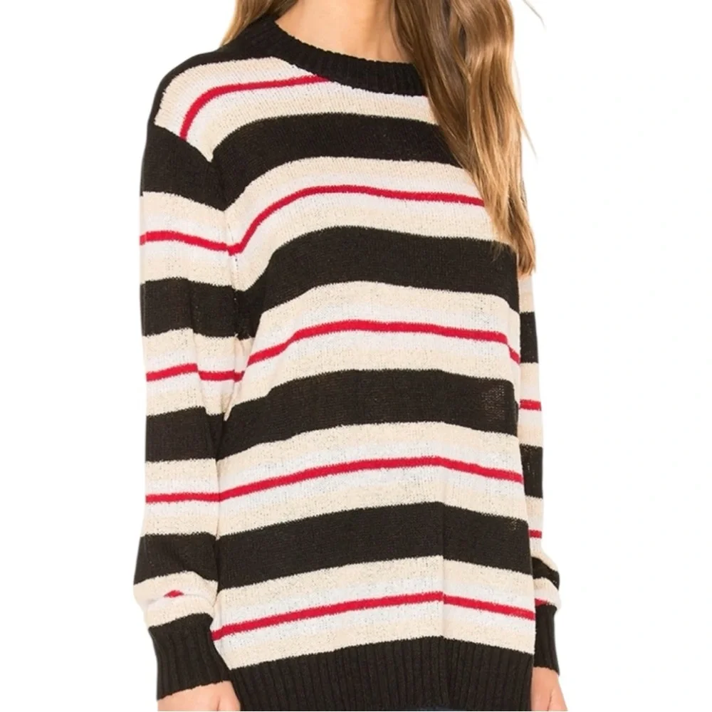 Tularosa Women’s Robbins Oversized Sweater in Nude & Black Stripe Sz XS